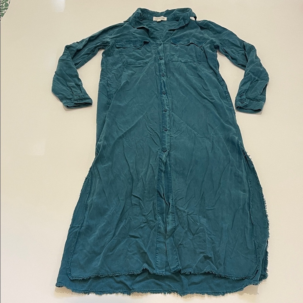 Cloth & Stone Teal Long Button-Up Dress